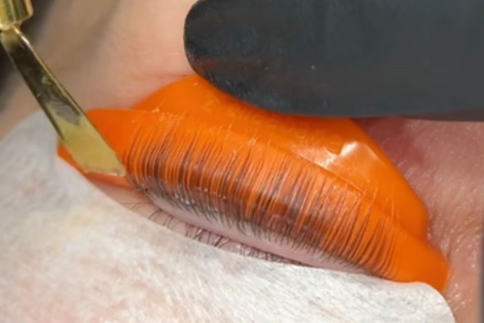 person getting their lashes tinted in Parksville